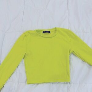 Zara Bright Lime Green Long Sleeve Shirt